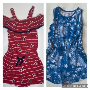 lot of 2 cat & jack girls rompers size 4/5 Stars & Stripes Shorts Summer Clothes